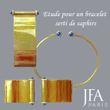 Bracelet dans l'esprit antique en or serti de saphirs cabochons