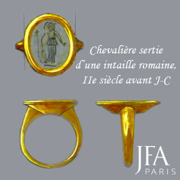 Bague en or sertie d'une intaille romaine

Réalisé dans le style des intailles de Catherine II de Russsie